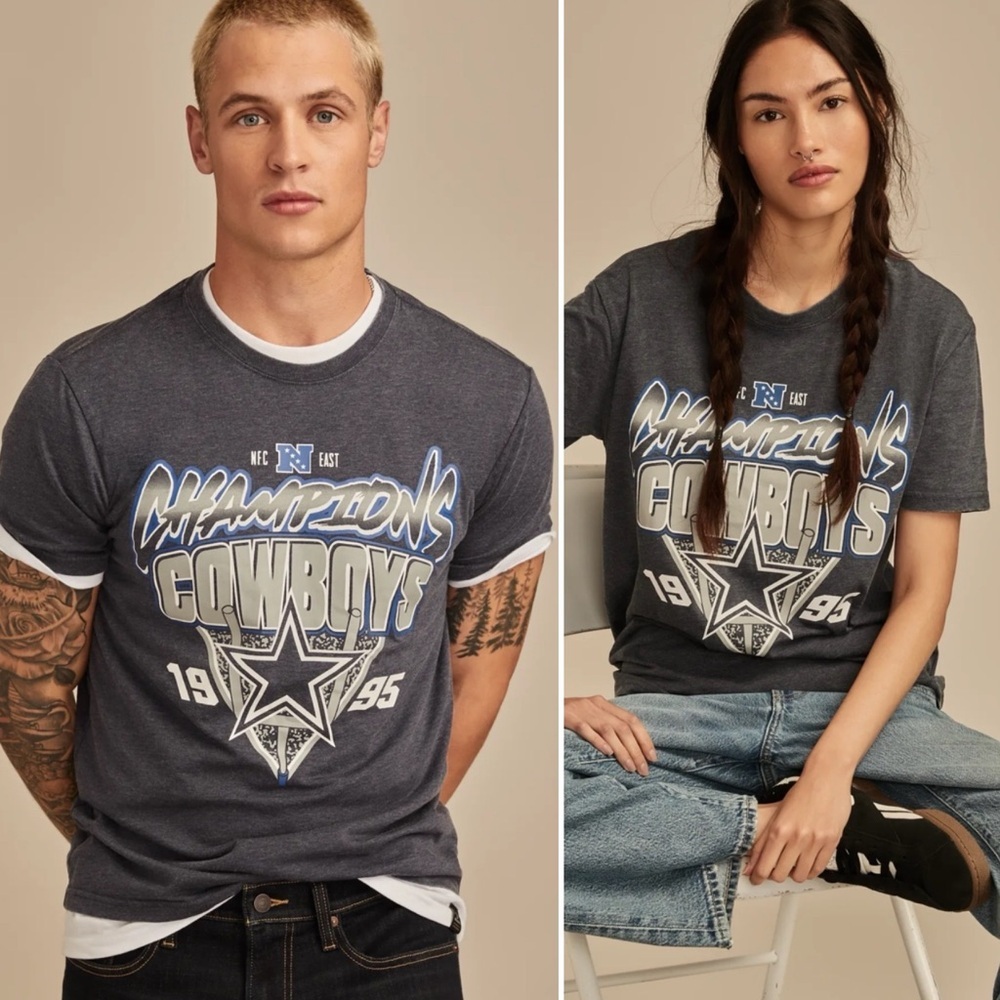 NFL x Lucky Brand Dallas Cowboys Blue‎ Crewneck T-Shirt Unisex Size XXL NWT